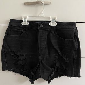 Black Ripped Jean Shorts